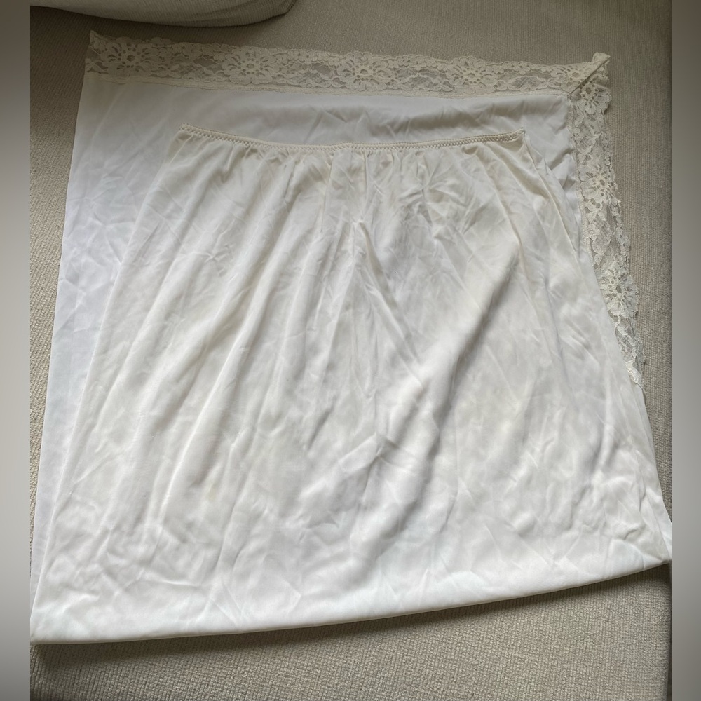 Cream Lace Trim Half Slip with cute side slit